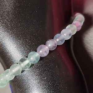 Fluorite 6mm Natural Stone Beaded Stretch Bracelet